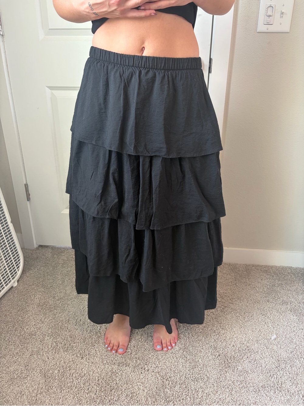 Aritzia Black Tiered Maxi Skirt